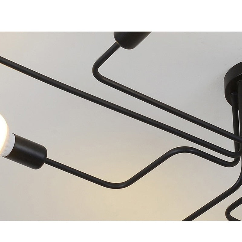 Black Chandeliers Light Iron Loft Lustre Ceiling Lamp 