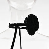 Black Flower Brooch Cut-Out Slit Maxi Dress 