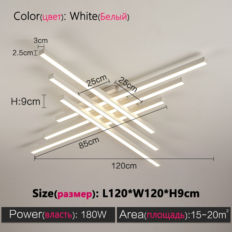 Black/Golden/White Chandelier Square LED Ceiling Strip Light 