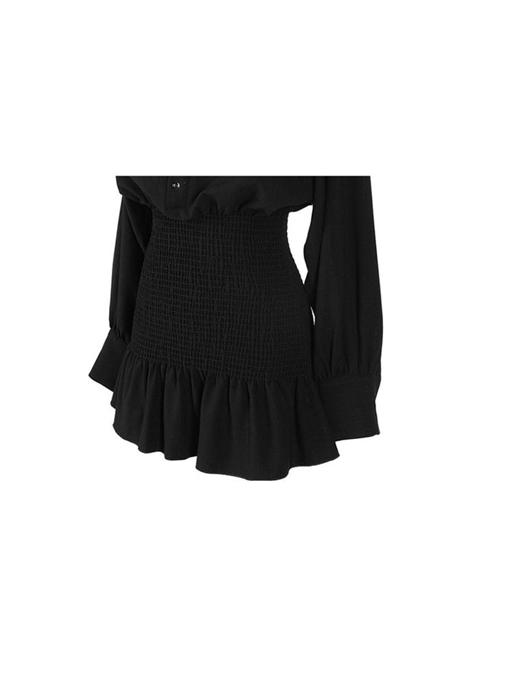 Black Gothic Women's Shirt Dress Long Sleeve Elegant Tunic 