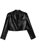 Black Short Pu Leather Jacket 