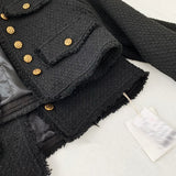 Black Tweed Long Sleeves Coat 