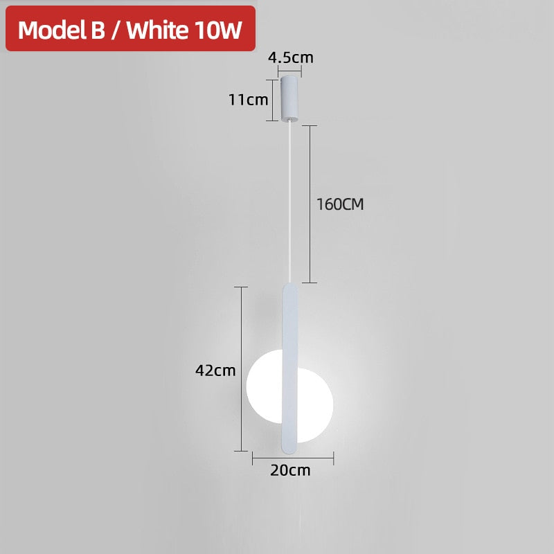 Black/White Minimalist LED Acrylic Hanging Light Fixture 