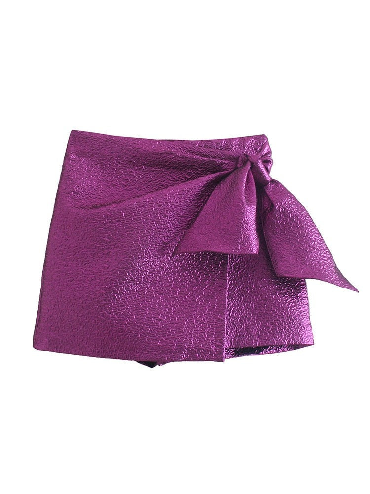 Bow Knot Invisible Side Zipper Shorts 