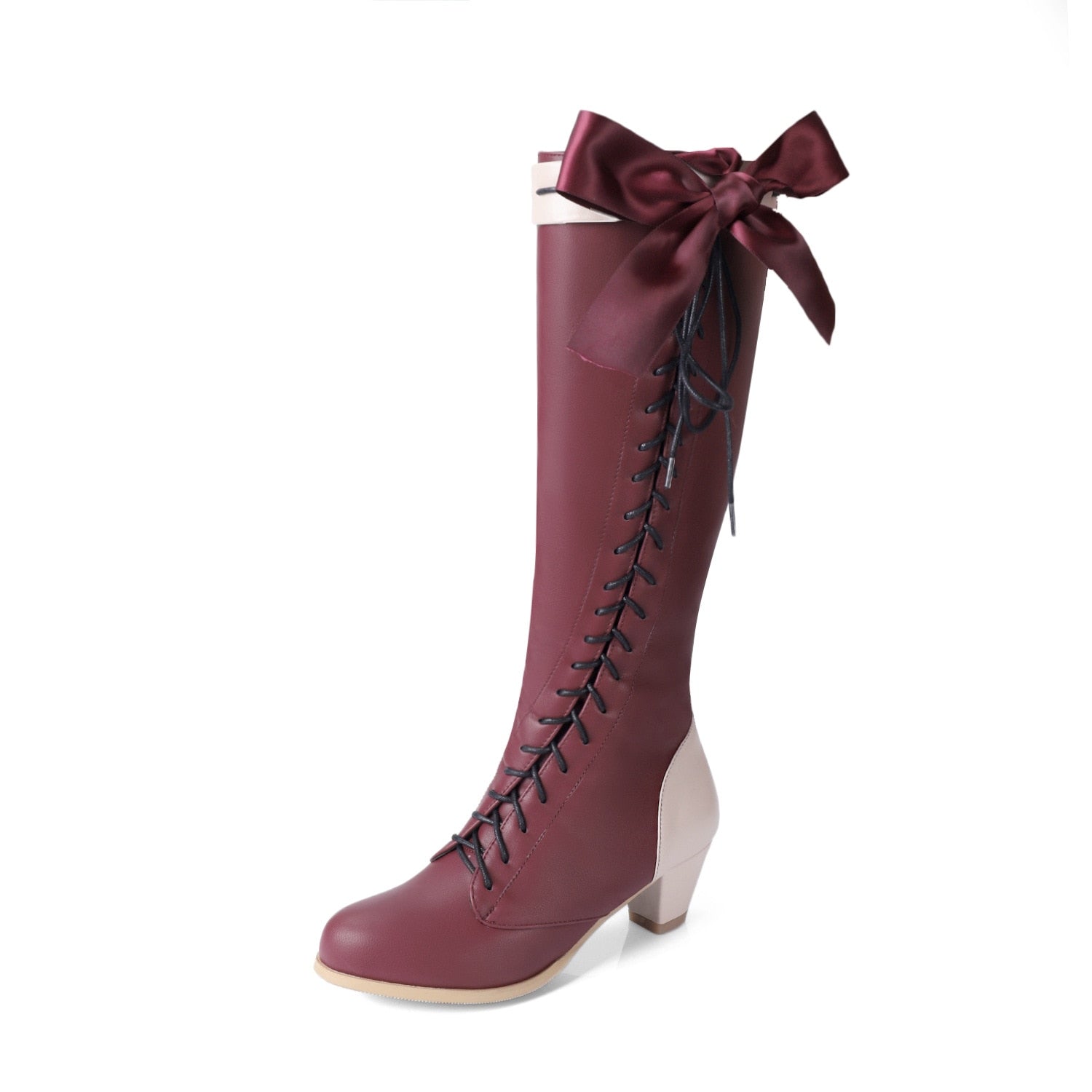 Bow Pu Leather Women Boots 