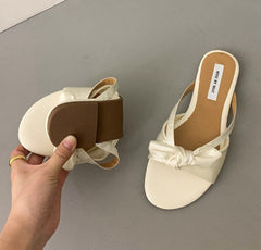 Bow-knot Slip On Flat Heel Slide Sandals 