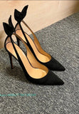 Bows Pointed Toe Cut Out Pumps Shoes 