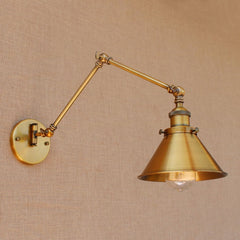 Brass Adjustable Swing Arm Wall Light Sconce 