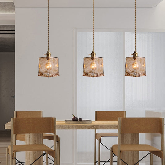 Brass Glass Pendant Hanging Lamps For Ceiling Dining Room 
