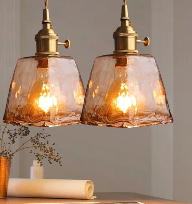 Brass Glass Pendant Hanging Lamps For Ceiling Dining Room 