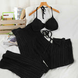 Knitted Sling Bra & Long Pant Two Piece Set