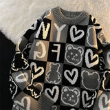 Cartoon Print Knitted Pullover 