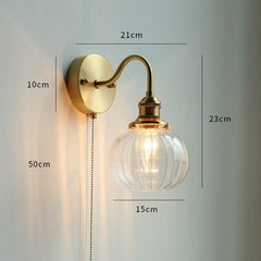 Ceramic Chain Pull Copper LED Wall Sconce 