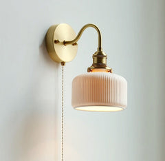 Ceramic Chain Pull Copper LED Wall Sconce 