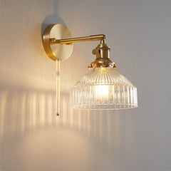 Clear Glass LED Wall Mounted Copper Pull Chain Switch Lamp 