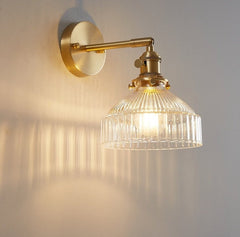 Clear Glass LED Wall Mounted Copper Pull Chain Switch Lamp 