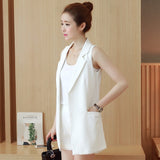Sleeveless Solid color Blazer with Lining