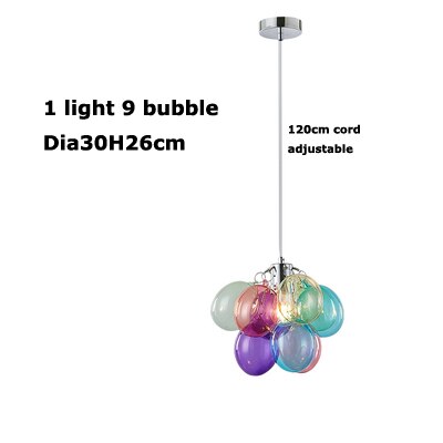 Colorful Glass Ball Chandeliers Glossy LED Hanging Pendant Lamps 