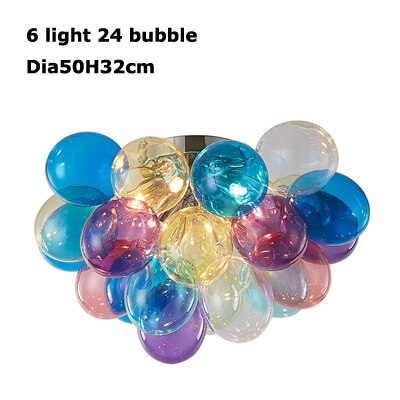 Colorful Glass Ball Chandeliers Glossy LED Hanging Pendant Lamps 