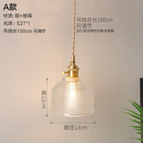 Copper Pendant Light Fixtures Modern Glass Hanging Lamp 