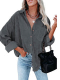 Corduroy Woman Long Shirt Jacket 