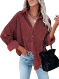 Corduroy Woman Long Shirt Jacket 