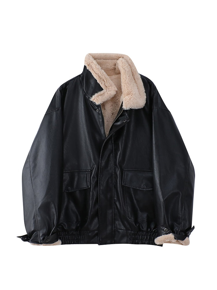 Fur Leather Long Sleeved Thickened Jacket