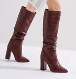 Thick High Heels Knee High Boots