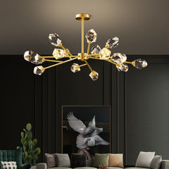 Golden Atelier crystal pop LED ceiling lights with a chrome finish and cascading crystals.3