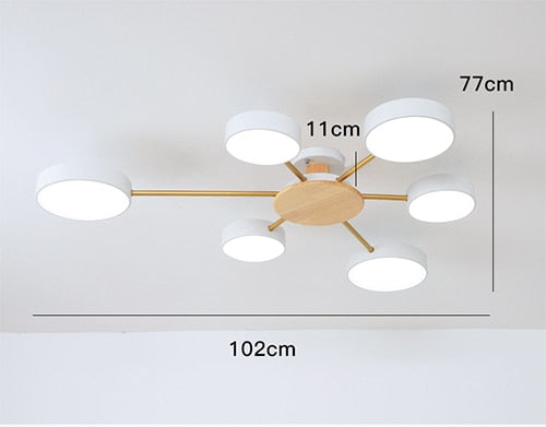 Nordic Radial Design Ceiling Chandelier in White, Grey, and Black - LED Lights