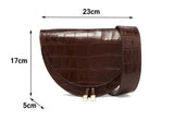PU Leather Crocodile Semi-Circle Saddle Bag