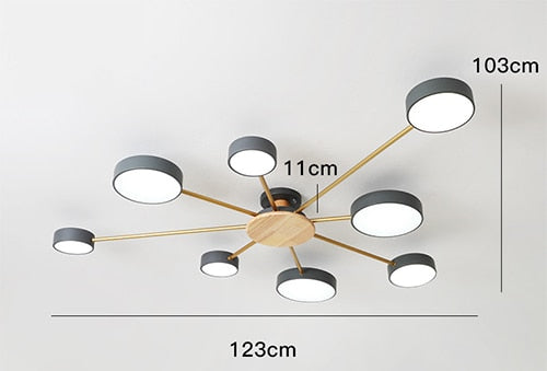 Nordic Radial Design Ceiling Chandelier in White, Grey, and Black - LED Lights