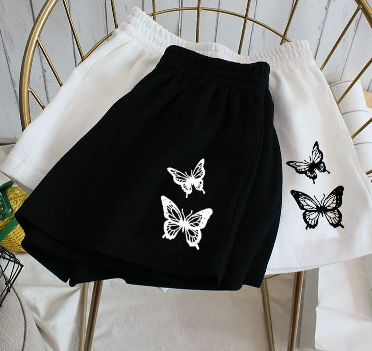 Loose Butterfly Print Stretch Short