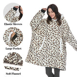 Leopard Fleece Hoodie Oversize Pullover