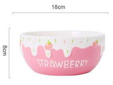 Pink Strawberry Ceramic Bowls With Lid