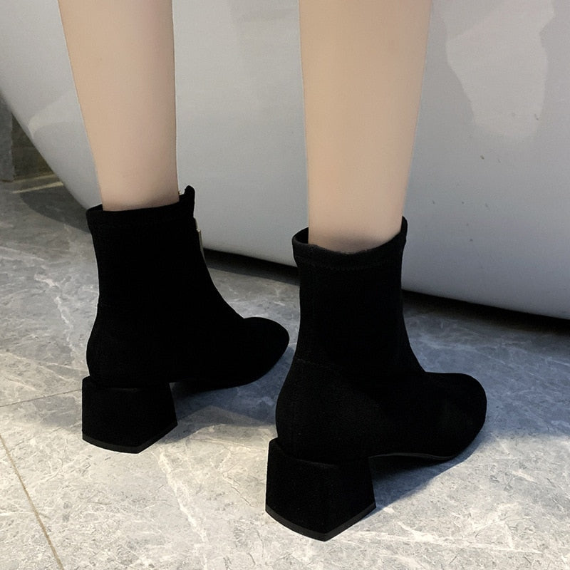 Women Ankle Boots Square Heels