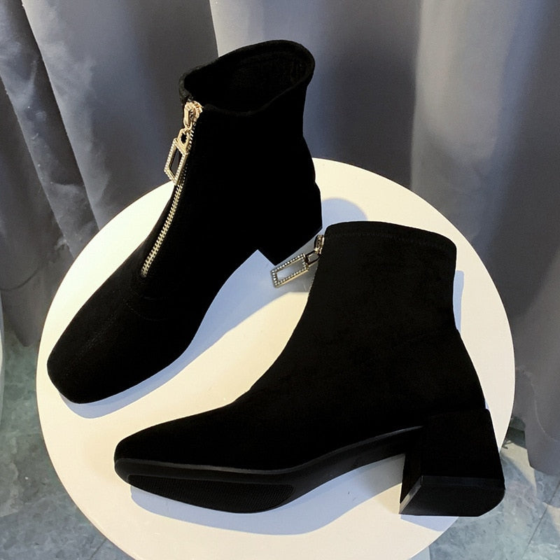 Women Ankle Boots Square Heels