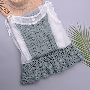 Lace Crochet Mesh Midi Dress
