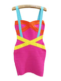 Strap Bodycon Candy Color Mini Dress
