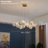 Modern Clear Glass Ball Chandelier with LED Lighting for Living Room Décor