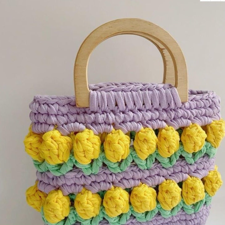 Knitted Woven Daisy Handbag