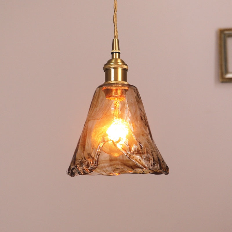 Modern Brass Glass Pendant Hanging Lamps For Ceiling
