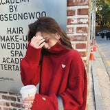 Embroidery Heart Long Sleeve Knit Pullover