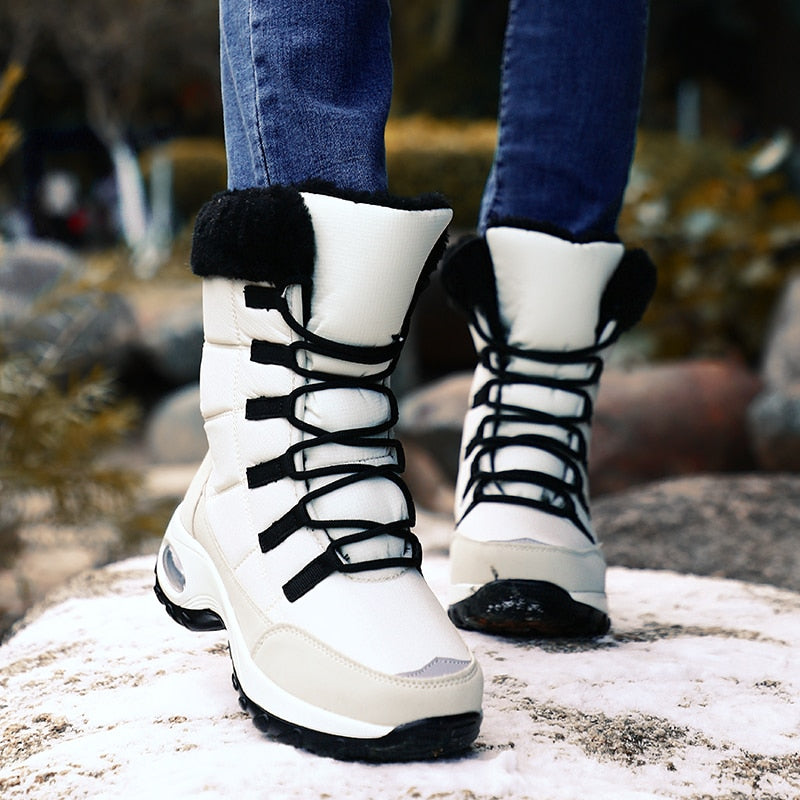 Women Lace-up Waterproof Ankle Boots Size 36-42