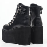 Handmade 11cm High Wedge Heel Ankle Boots with Square Toe