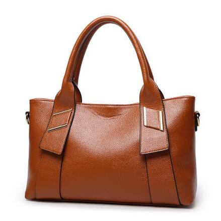 PU Leather Top Handle Solid Hand Bag