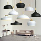 Modern Wood and Aluminum E27 Pendant Lights for Dining Room and Bedside