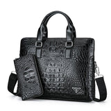Crocodile Black PU Leather Shoulder Bag