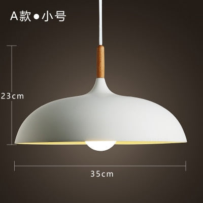 Modern Wood and Aluminum E27 Pendant Lights for Dining Room and Bedside