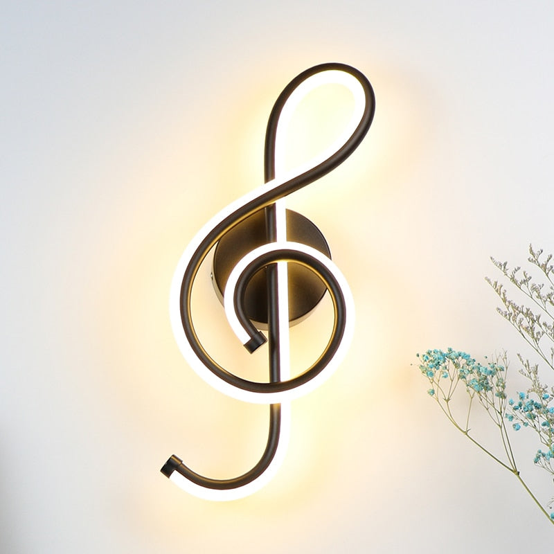 Music Clef Shaped LED Wall Lamp for Bedroom and Living Room Decoration